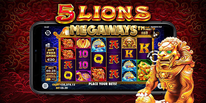 Statue d’oro cinesi in 5 Lions Megaways la slot machine di Pragmatic Play